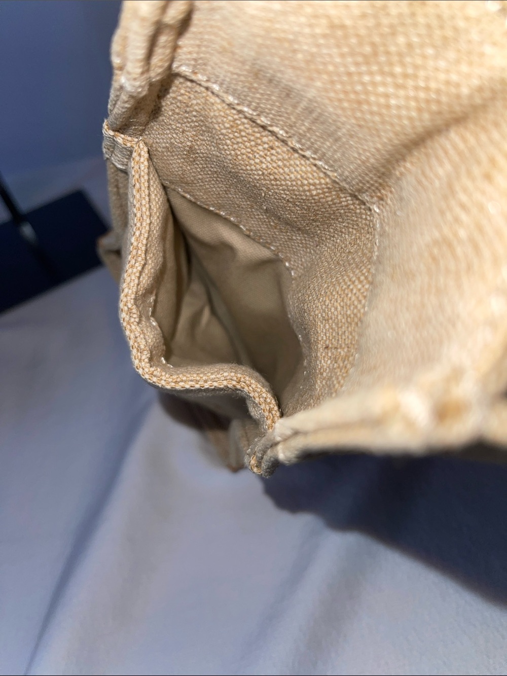 Tory Burch Ella Canvas Tote Beige Natural Canvas Leather Trim Small Tote Bag - Picture 15 of 15